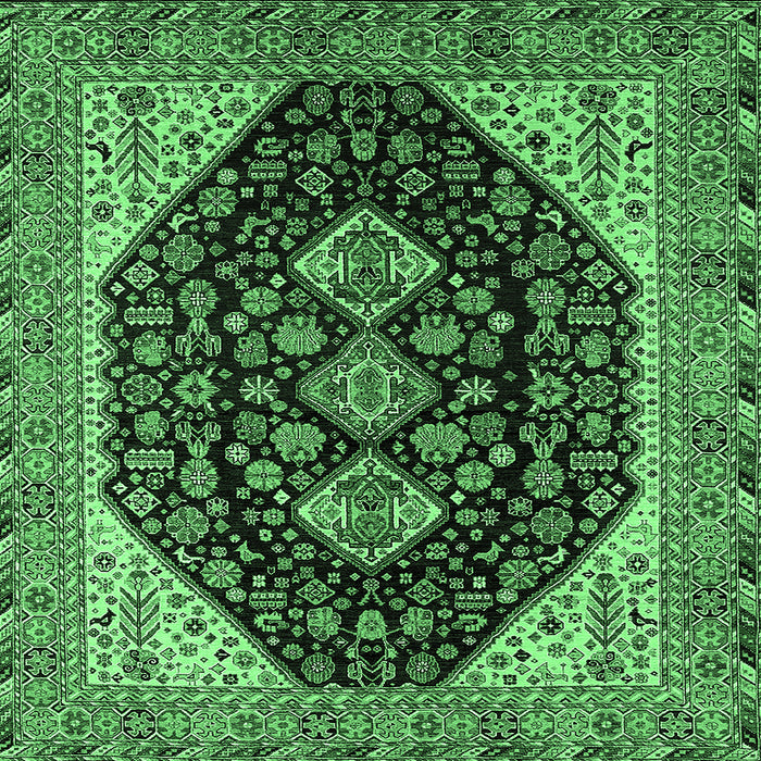 Square Oriental Emerald Green Industrial Rug, urb2282emgrn