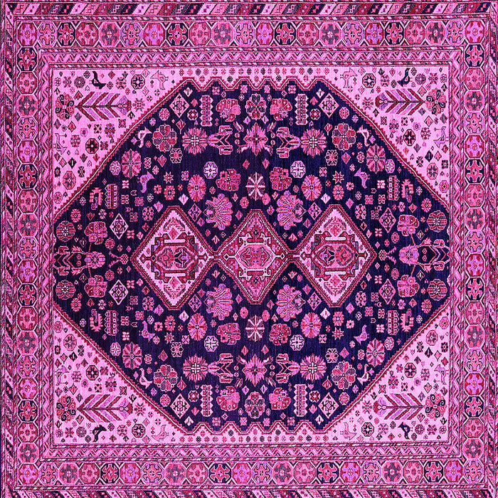 Square Machine Washable Oriental Pink Industrial Rug, wshurb2282pnk
