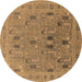 Round Oriental Brown Industrial Rug, urb2283brn