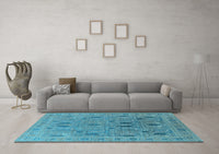 Machine Washable Oriental Light Blue Industrial Rug, wshurb2283lblu