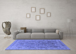 Machine Washable Oriental Blue Industrial Rug in a Living Room, wshurb2283blu
