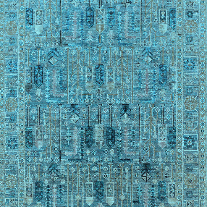 Machine Washable Oriental Light Blue Industrial Rug, wshurb2283lblu