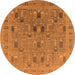 Round Machine Washable Oriental Orange Industrial Area Rugs, wshurb2283org