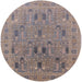 Round Mid-Century Modern Puce Purple Oriental Rug, urb2283