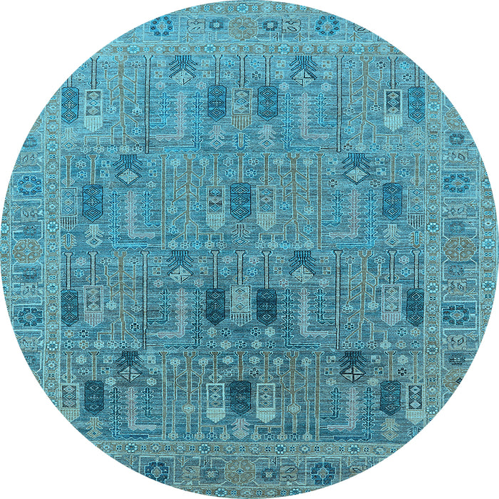 Round Oriental Light Blue Industrial Rug, urb2283lblu