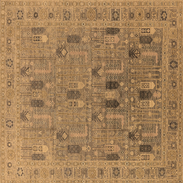 Square Oriental Brown Industrial Rug, urb2283brn