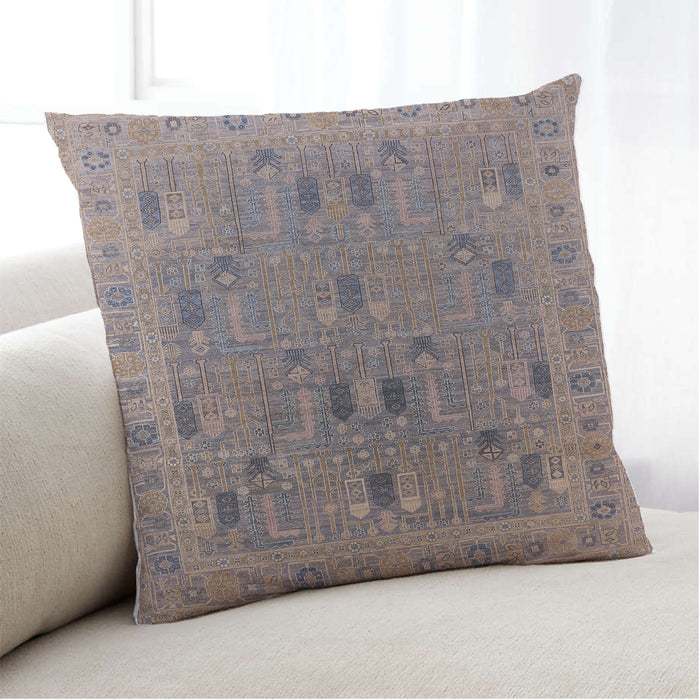 Lifestyle Image of Mid-Century Modern Urban Square Puce Purple Throw Pillow, 18 inch by 18 inch, pwurb2283