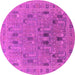 Round Machine Washable Oriental Pink Industrial Rug, wshurb2283pnk