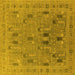 Square Machine Washable Oriental Yellow Industrial Rug, wshurb2283yw