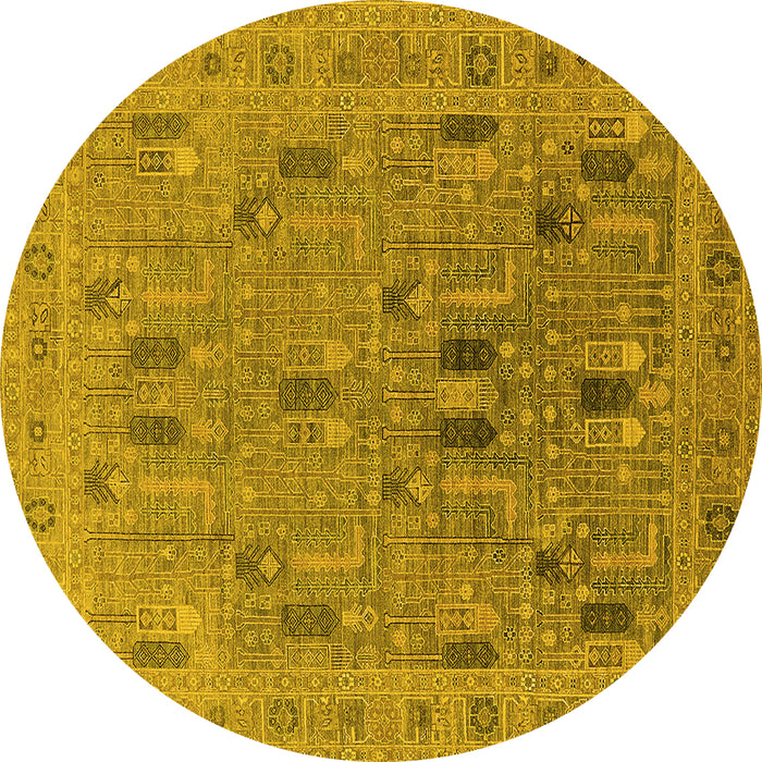 Round Oriental Yellow Industrial Rug, urb2283yw