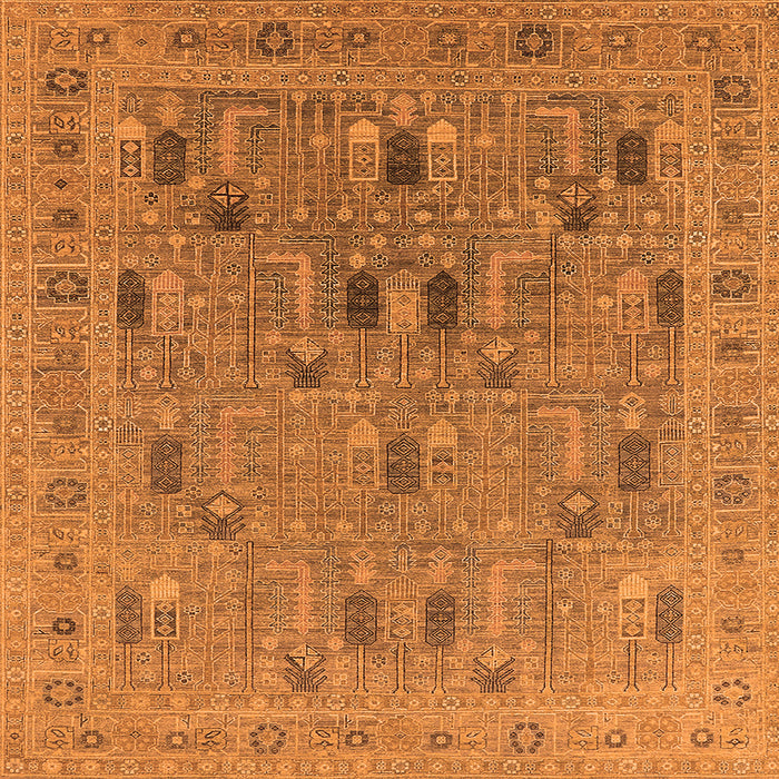 Square Oriental Orange Industrial Rug, urb2283org