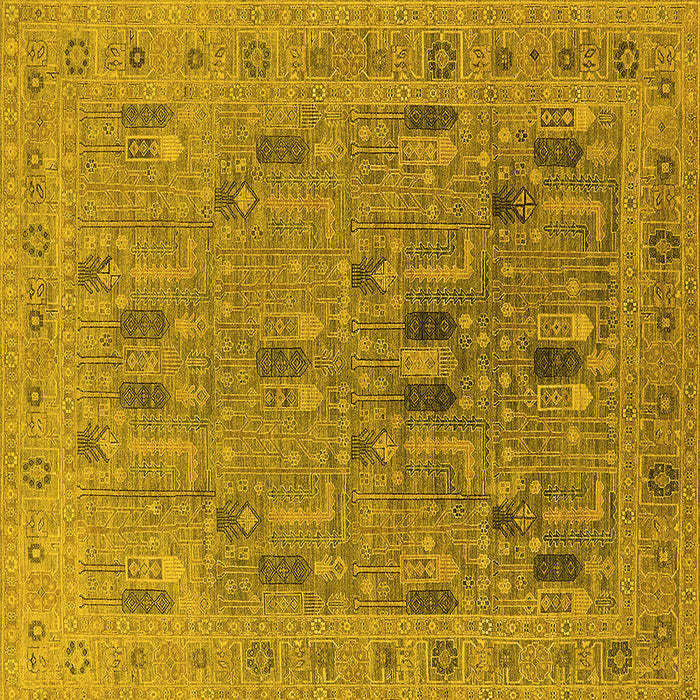 Square Oriental Yellow Industrial Rug, urb2283yw