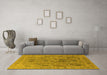 Machine Washable Oriental Yellow Industrial Rug in a Living Room, wshurb2283yw