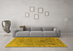 Machine Washable Oriental Yellow Industrial Rug in a Living Room, wshurb2283yw