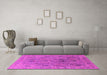 Machine Washable Oriental Pink Industrial Rug in a Living Room, wshurb2283pnk