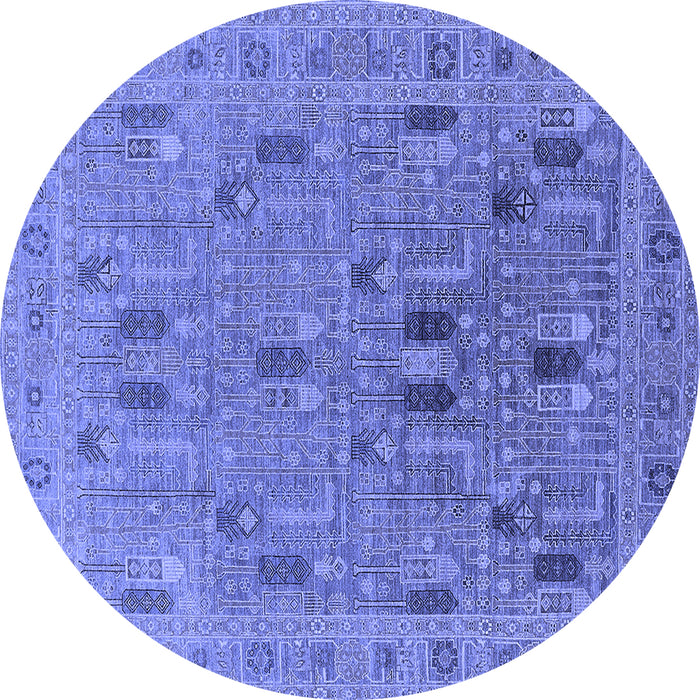 Round Oriental Blue Industrial Rug, urb2283blu