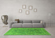 Machine Washable Oriental Green Industrial Area Rugs in a Living Room,, wshurb2283grn