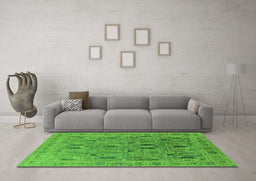 Machine Washable Oriental Green Industrial Area Rugs in a Living Room,, wshurb2283grn