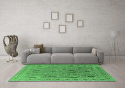 Machine Washable Oriental Emerald Green Industrial Area Rugs in a Living Room,, wshurb2283emgrn