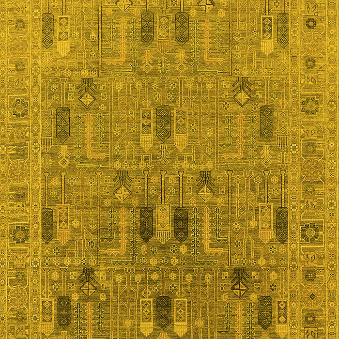 Machine Washable Oriental Yellow Industrial Rug, wshurb2283yw