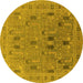 Round Machine Washable Oriental Yellow Industrial Rug, wshurb2283yw