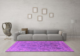 Machine Washable Oriental Purple Industrial Area Rugs in a Living Room, wshurb2283pur