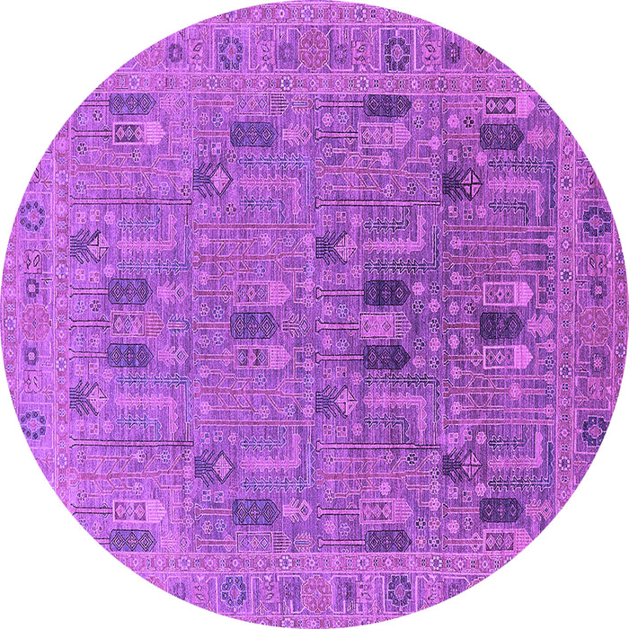 Round Machine Washable Oriental Purple Industrial Area Rugs, wshurb2283pur