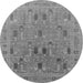 Round Machine Washable Oriental Gray Industrial Rug, wshurb2283gry