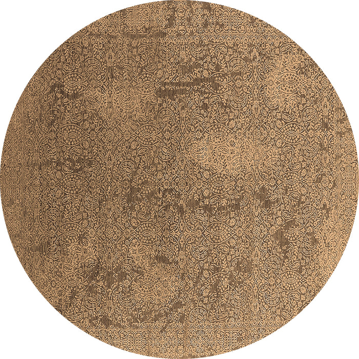 Round Oriental Brown Industrial Rug, urb2284brn