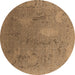 Round Oriental Brown Industrial Rug, urb2284brn