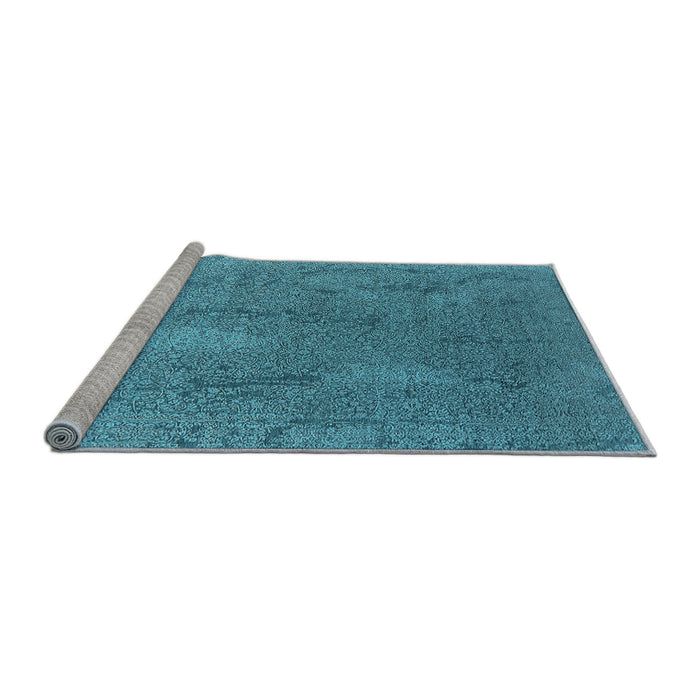 Sideview of Machine Washable Oriental Light Blue Industrial Rug, wshurb2284lblu