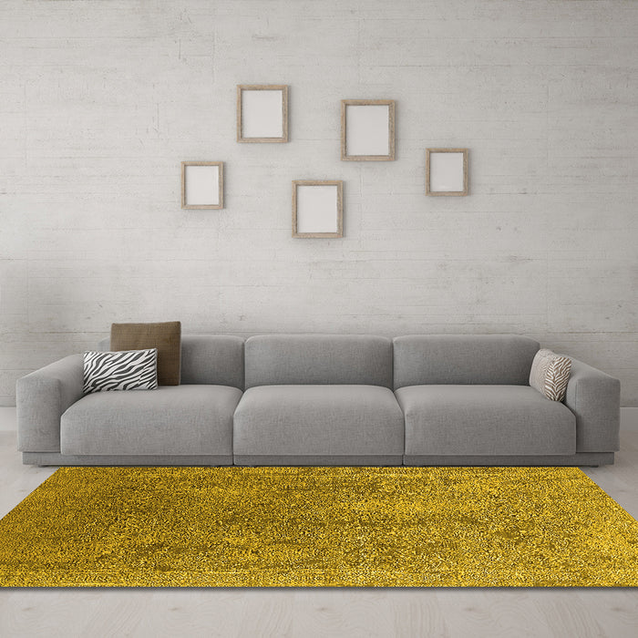 Machine Washable Oriental Yellow Industrial Rug in a Living Room, wshurb2284yw