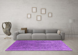 Machine Washable Oriental Purple Industrial Area Rugs in a Living Room, wshurb2284pur