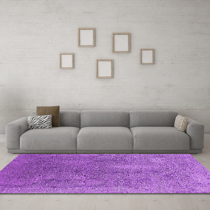Machine Washable Oriental Purple Industrial Area Rugs in a Living Room, wshurb2284pur