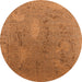 Round Oriental Orange Industrial Rug, urb2284org