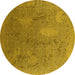 Round Oriental Yellow Industrial Rug, urb2284yw