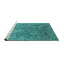 Sideview of Machine Washable Oriental Turquoise Industrial Area Rugs, wshurb2284turq