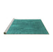 Sideview of Machine Washable Oriental Turquoise Industrial Area Rugs, wshurb2284turq