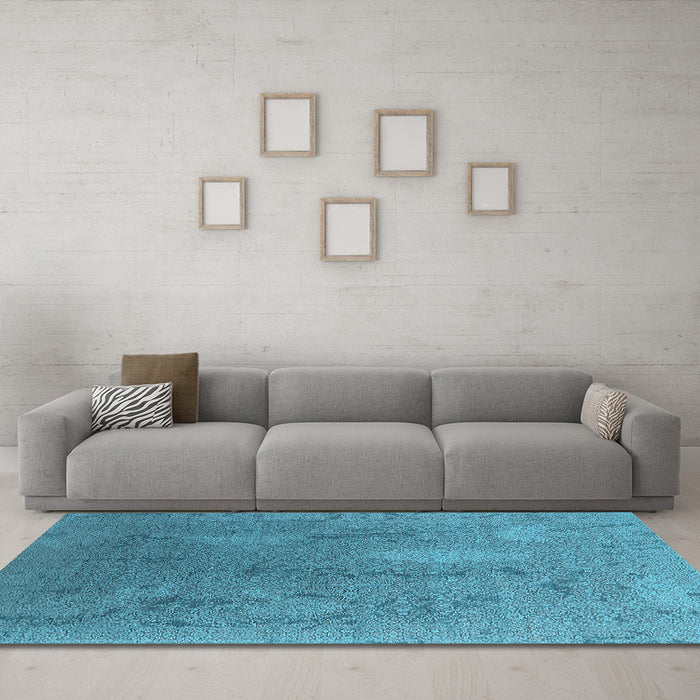 Machine Washable Oriental Light Blue Industrial Rug in a Living Room, wshurb2284lblu