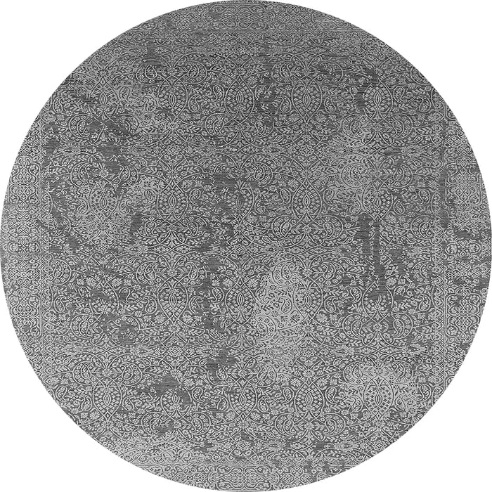 Round Oriental Gray Industrial Rug, urb2284gry
