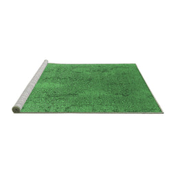 Sideview of Machine Washable Oriental Emerald Green Industrial Area Rugs, wshurb2284emgrn