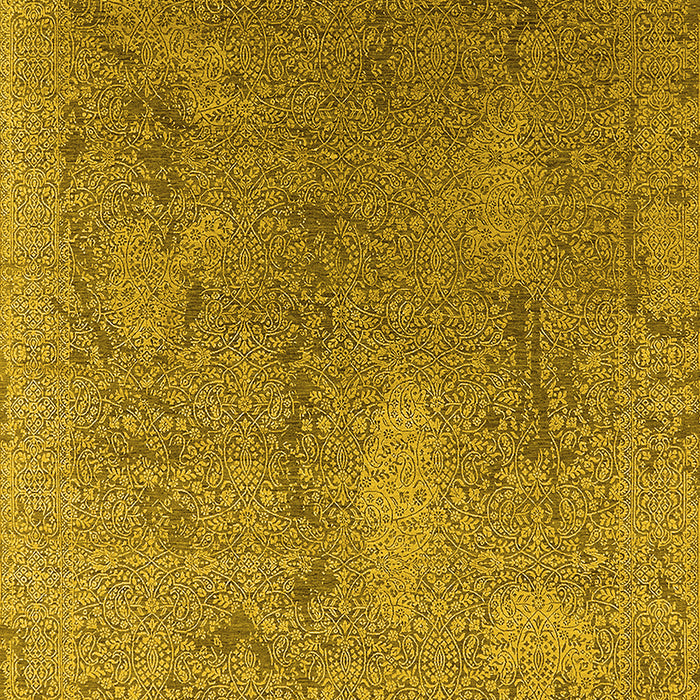 Machine Washable Oriental Yellow Industrial Rug, wshurb2284yw