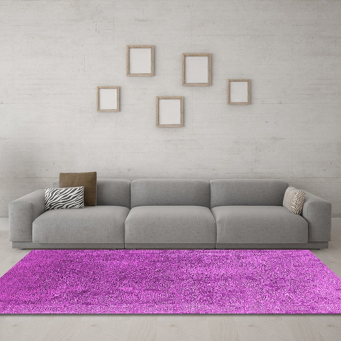 Machine Washable Oriental Pink Industrial Rug in a Living Room, wshurb2284pnk