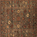 Square Oriental Brown Traditional Rug, urb2285brn