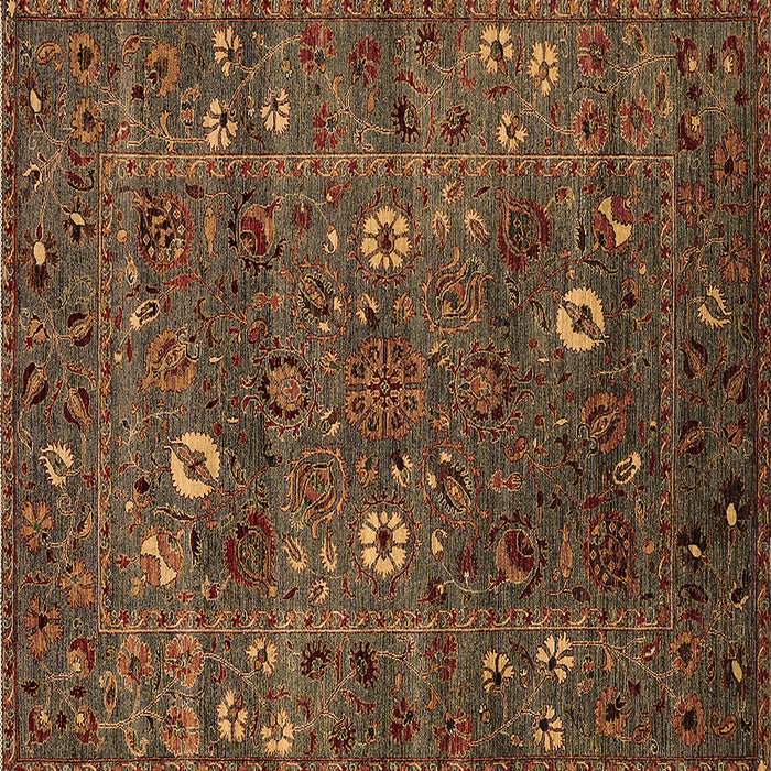 Square Machine Washable Oriental Brown Traditional Rug, wshurb2285brn