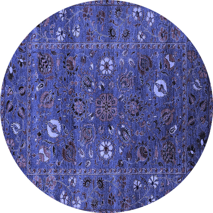 Round Oriental Blue Traditional Rug, urb2285blu