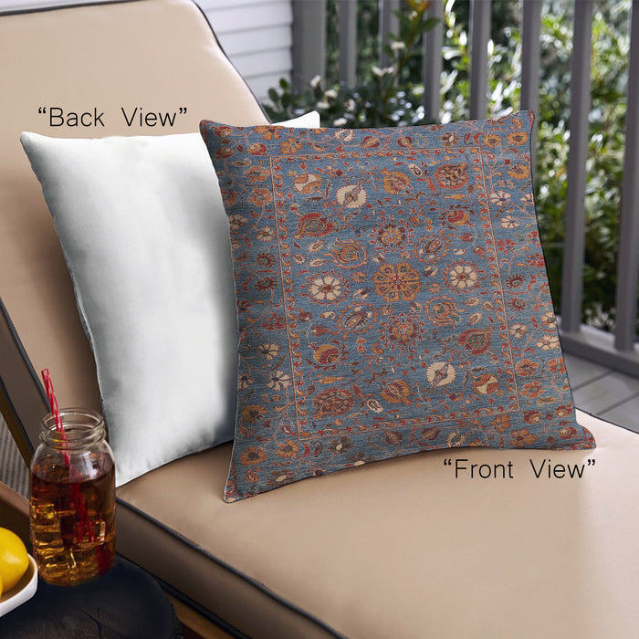 Front View of Mid-Century Modern Urban Square Vermilion Red Throw Pillow, 18 inch by 18 inch, pwurb2285