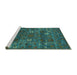 Sideview of Machine Washable Oriental Turquoise Traditional Area Rugs, wshurb2285turq