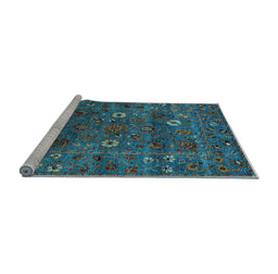 Sideview of Machine Washable Oriental Light Blue Traditional Rug, wshurb2285lblu