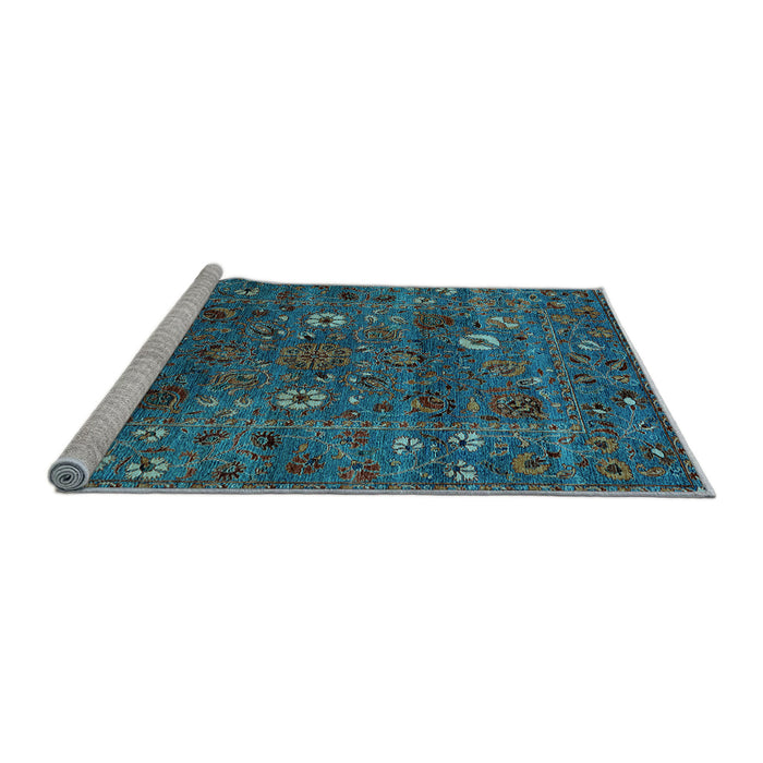 Sideview of Machine Washable Oriental Light Blue Traditional Rug, wshurb2285lblu